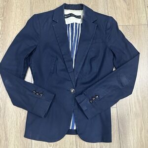 Zara Basic Women‎ Blazer Button Blue Pockets Zip Blue S Beautiful